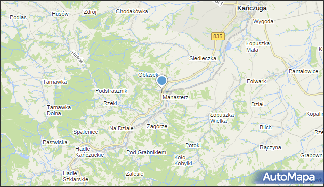 mapa Manasterz, Manasterz gmina Jawornik Polski na mapie Targeo